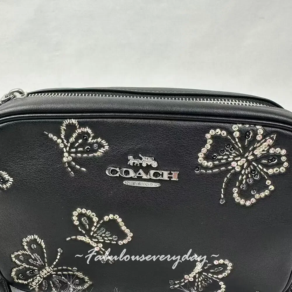 COACH Jamie Camera Bag Crossbody with Butterfly Print in Leather/Black CCK90 NWT
